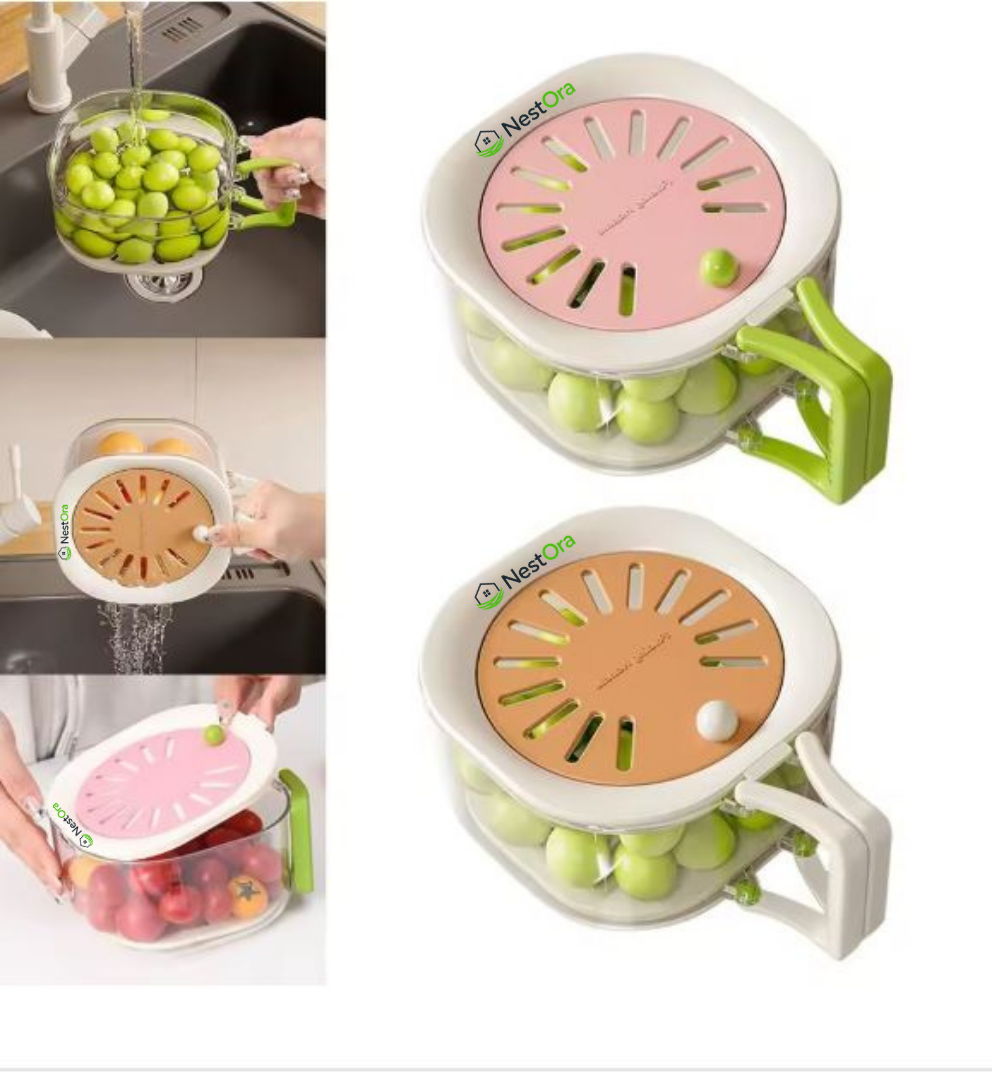 Nestora™ 2-in-1 Foldable Fruit & Veg Strainer